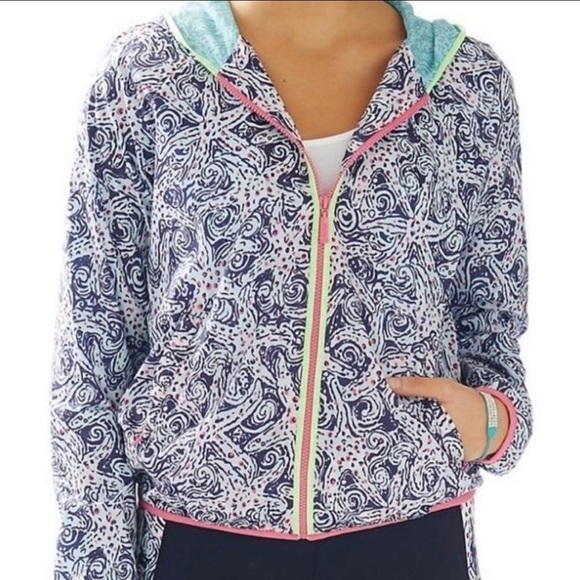 Lilly Pulitzer Jackets & Blazers - Lilly Pulitzer Women’s S Starfish Full-Zip Hooded Packable Windbreaker Jacket